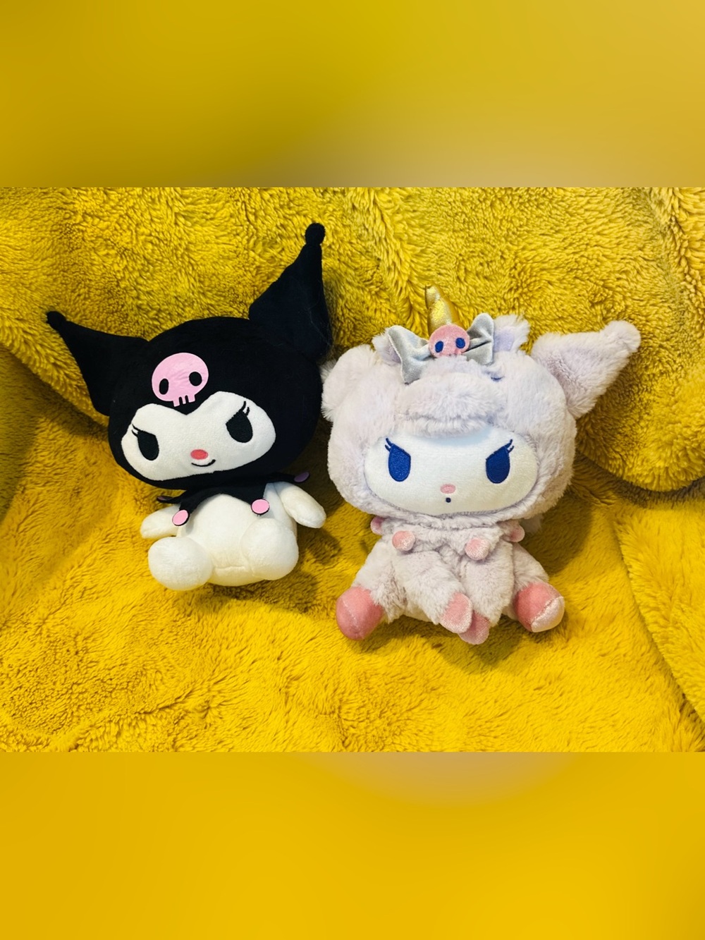 Sanrio Kuromi Black Plush & Pink Unicorn-Style Plush Pair set of 2 toys kids